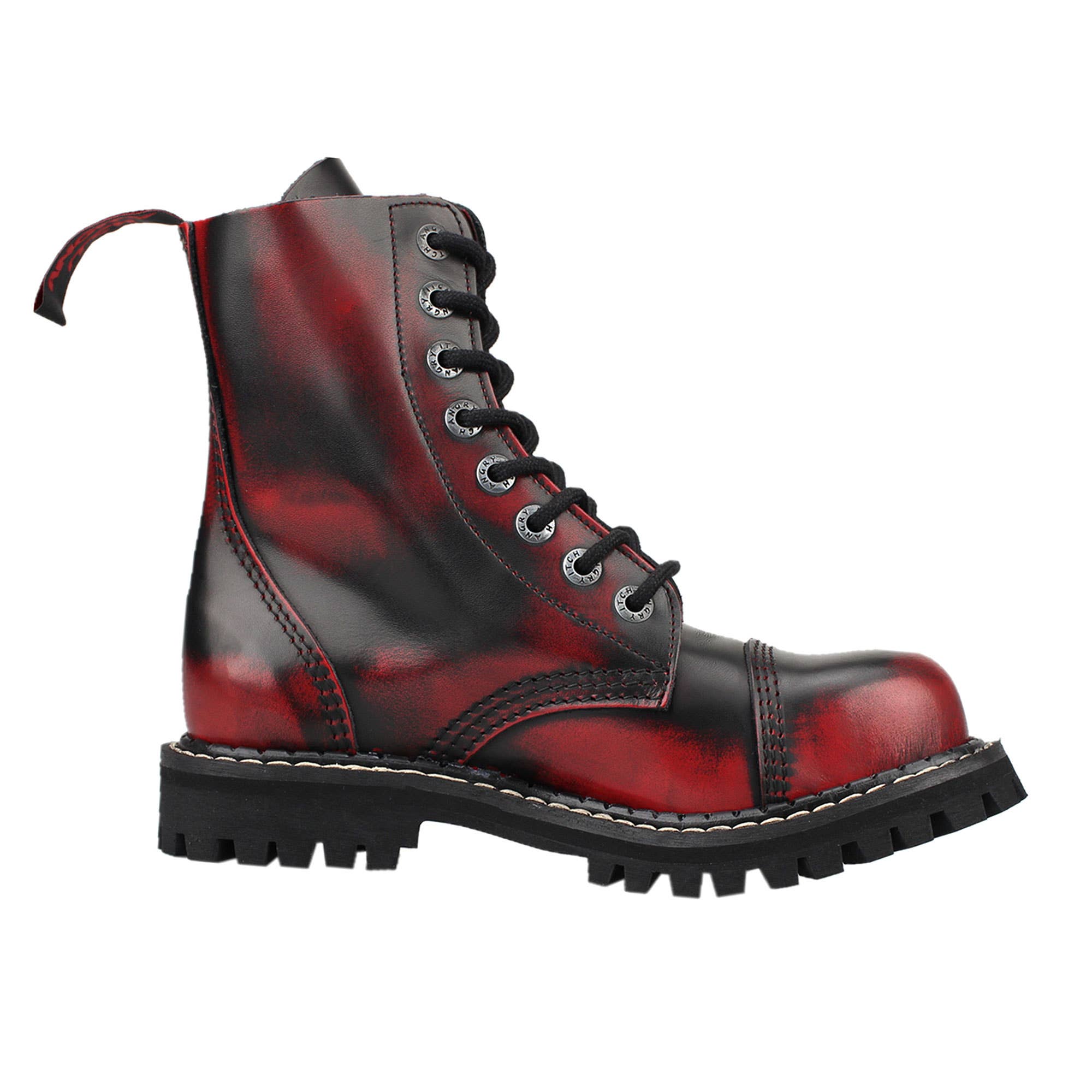 Angry Itch - Premium Boots – Großhandel Combat Boots – Herren – 8-Loch-Lederstiefel in Rot mit Abnutzungseffekt2