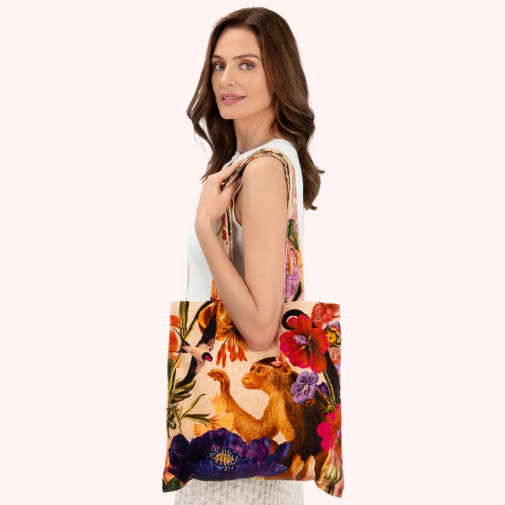 Powder Design inc - US - Wholesale Tote Bag - Women's - Velvet Tote Bag - Cream Posy0