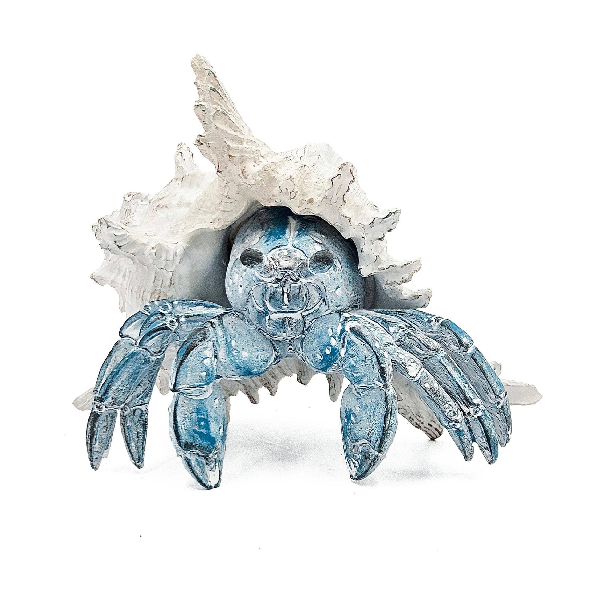 A&B Home Group Inc. - Wholesale Decorative Tabletop Object - 7.3x7x5.7" Lifelike Blue Hermit Crab Figurine w/ White Shell6