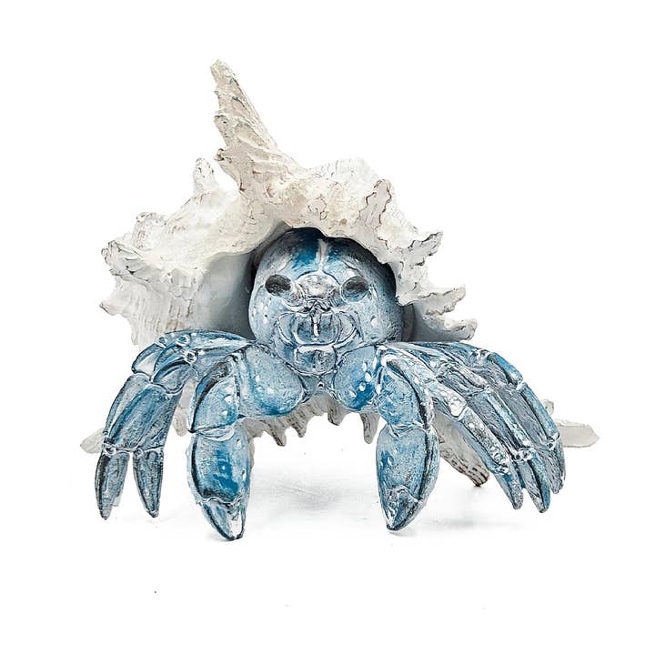 A&B Home Group Inc. - Wholesale Decorative Tabletop Object - 7.3x7x5.7" Lifelike Blue Hermit Crab Figurine w/ White Shell6