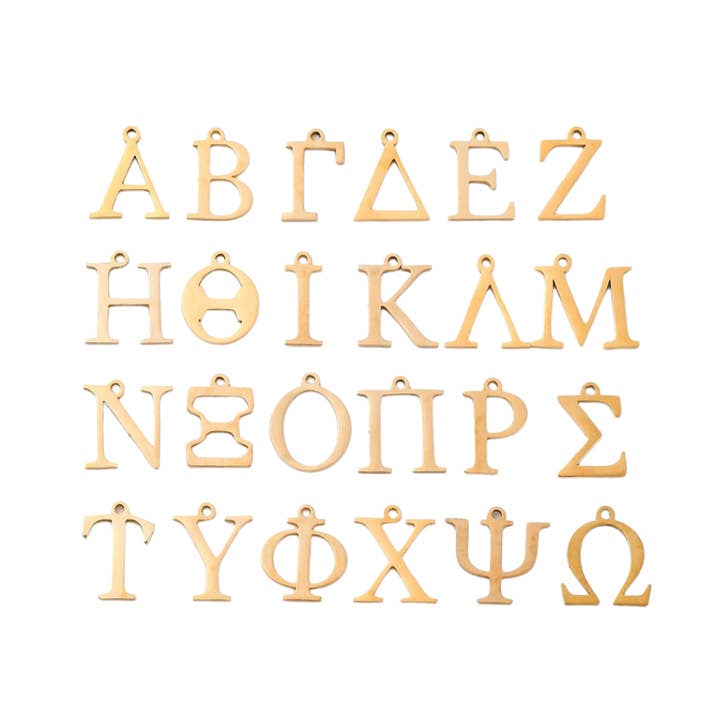 * Gold Greek Life Alphabet Set for wholesale by The Charm Bar Company