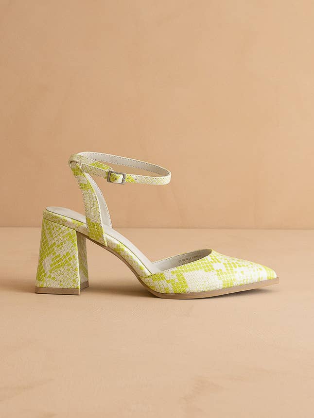 The Princess Lime | Pointed Toe Heel with Ankle Strap for wholesale by OASIS SOCIETY