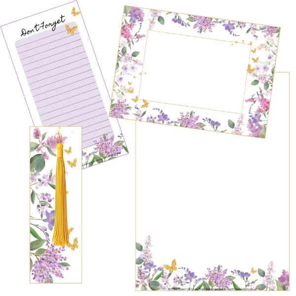 Set di Cartoleria Farfalle e Fiori per la vendita all'ingrosso da parte di Lilac Tree Designs