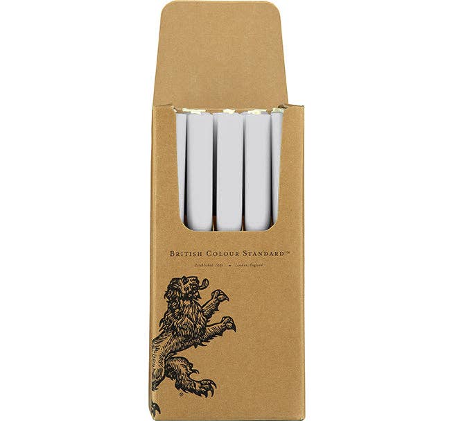 BRITISH COLOUR STANDARD - Wholesale Tapered Candle/Candlestick - Gull Grey Eco Dinner Candles, 25 per pack1
