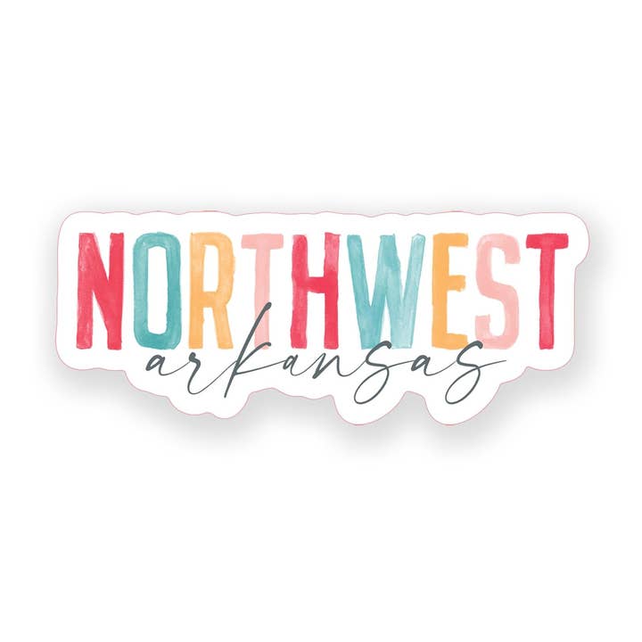 Vinyl Sticker-Watercolor City Northwest Arkansas for wholesale by Love Local