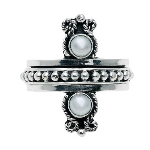 Cloud Reflection Sterling Silver White Pearl Spinner Ring for wholesale by Cynthia Gale New York