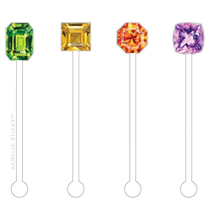 GEMSTONES ACRYLIC STIR STICKS COMBO for wholesale by XO ACRYLICS | ACRYLIC STICKS