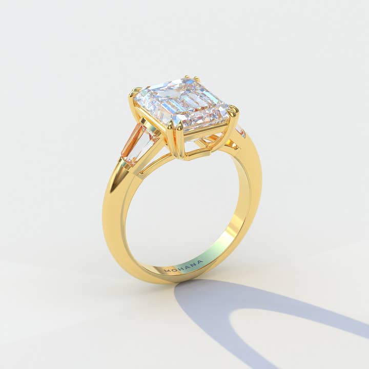 Mohana Jewels - Luxury - Wholesale Engagement Ring - 3 Carat E VVS Emerald & Baguette Cut Multi Stone Lab Diamond Ring - Lami5