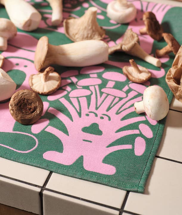 Wrap - Wholesale Tea Towel - Mushrooms Woven Cotton Tea Towel