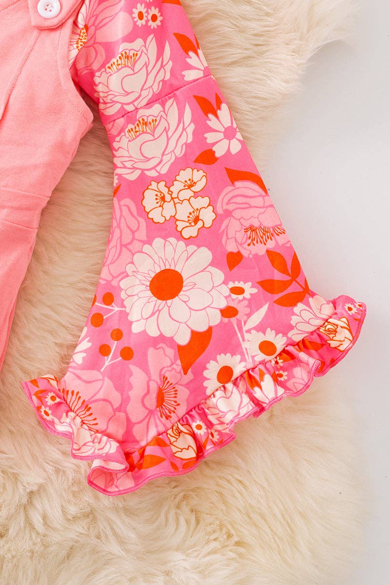 Kids Charm Online - Wholesale Top & Pant Set - Kids - Floral long sleeve top and jumpsuit. OFG52046 AMY3