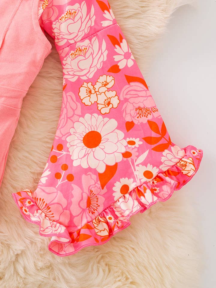 Kids Charm Online - Wholesale Top & Pant Set - Kids - Floral long sleeve top and jumpsuit. OFG52046 AMY3