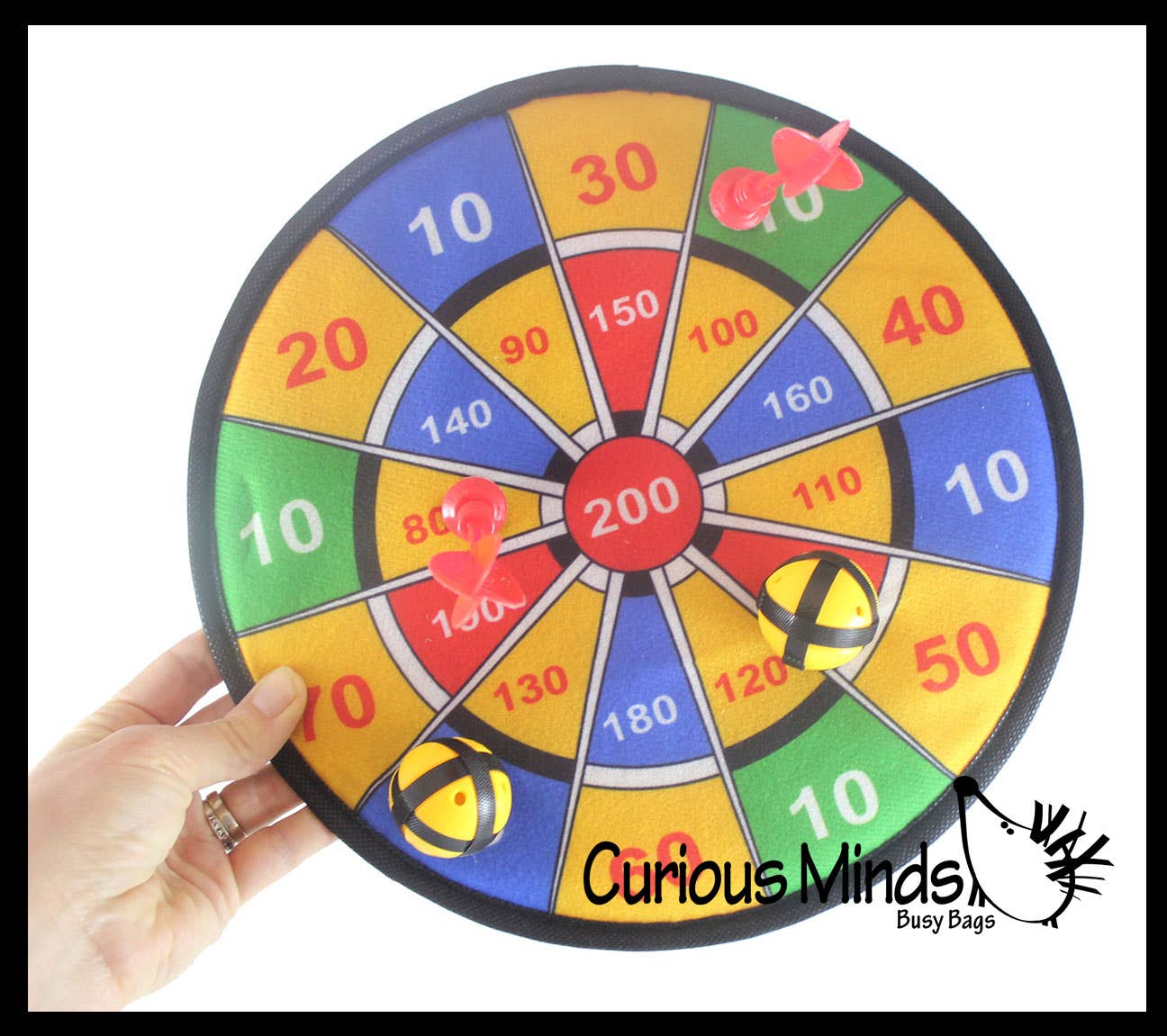 Curious Minds Toys - Wholesale Sporting Game - Kids & Baby - 1 Hook and Loop Sticky Fabric Dart Board - Dart Game with Ba0