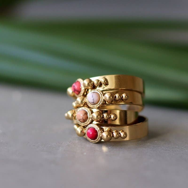Sansira Jewelry - Wholesale Cocktail/Statement Ring - Gold Plated Natural Stone Ring1