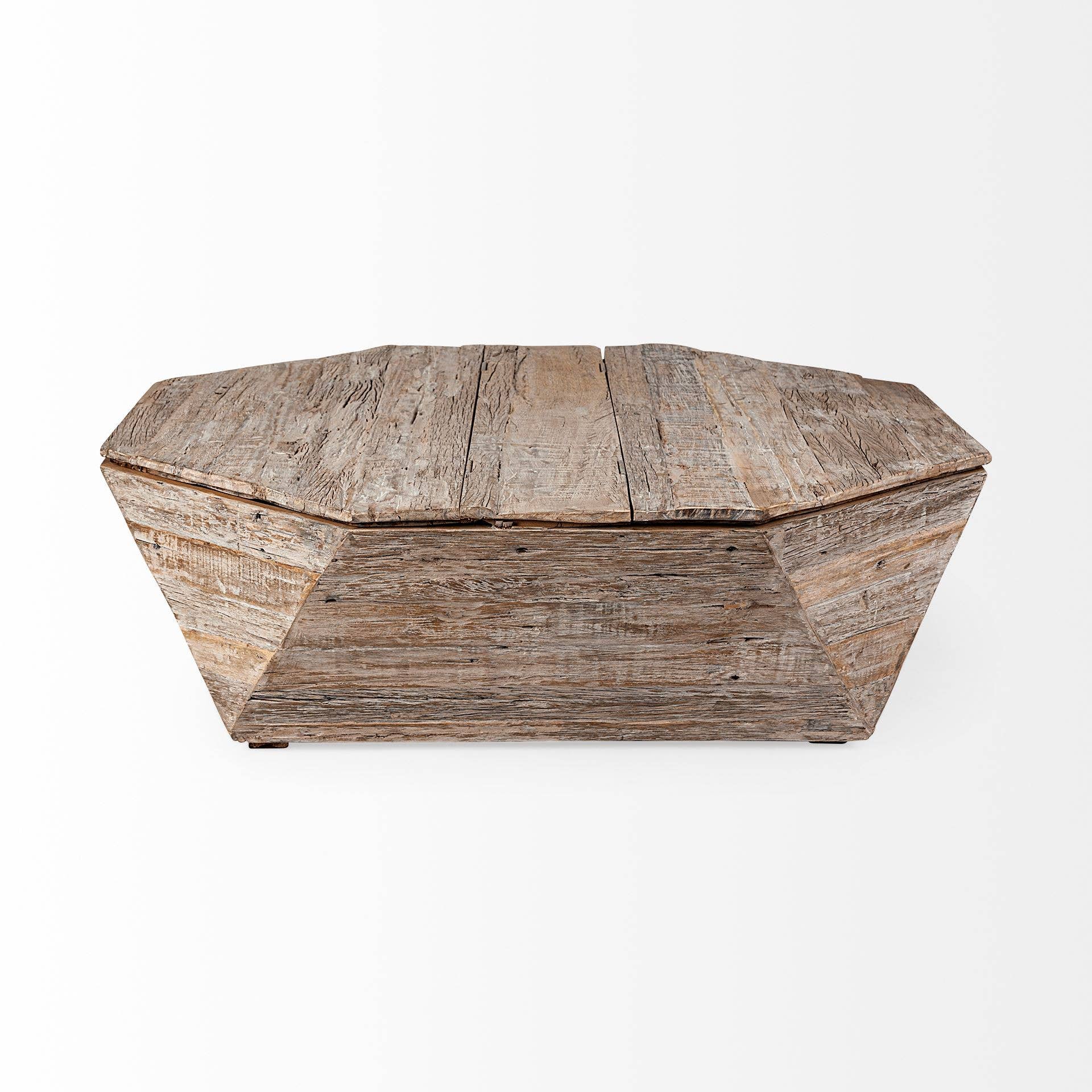 HomeRoots - Wholesale Coffee Table - 49" Natural Wood Octagon Distressed Lift Top Abstract Coffee Table3