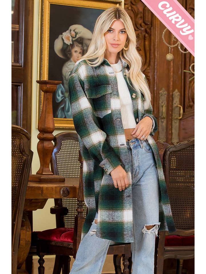 Sweet Lovely by Jen - Wholesale Shirt Jacket/Shacket - Women's - PLUS SIZE SHACKET /PLAID COAT21