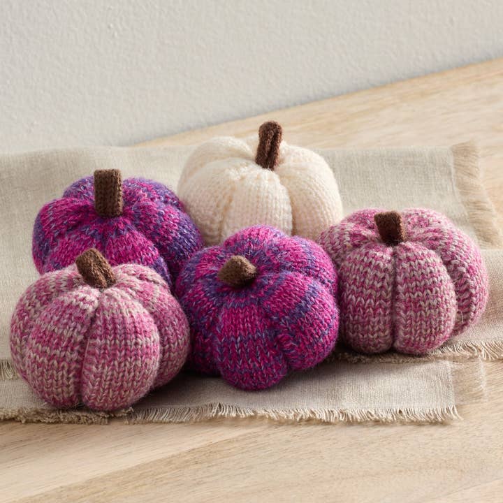 Your Heart's Content - Wholesale Decorative Tabletop Object - Cozy Pumpkins, Variegated Knit Yarn Colors, Handcrafted Gift5