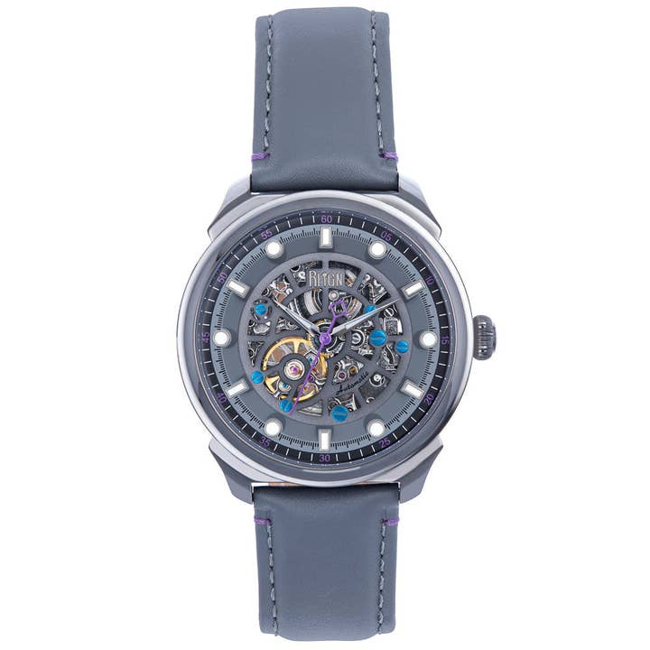 Reign - Wholesale Wrist Watch - Men's - Reign Weston Automatic Leather-Band Skeleton Watch12