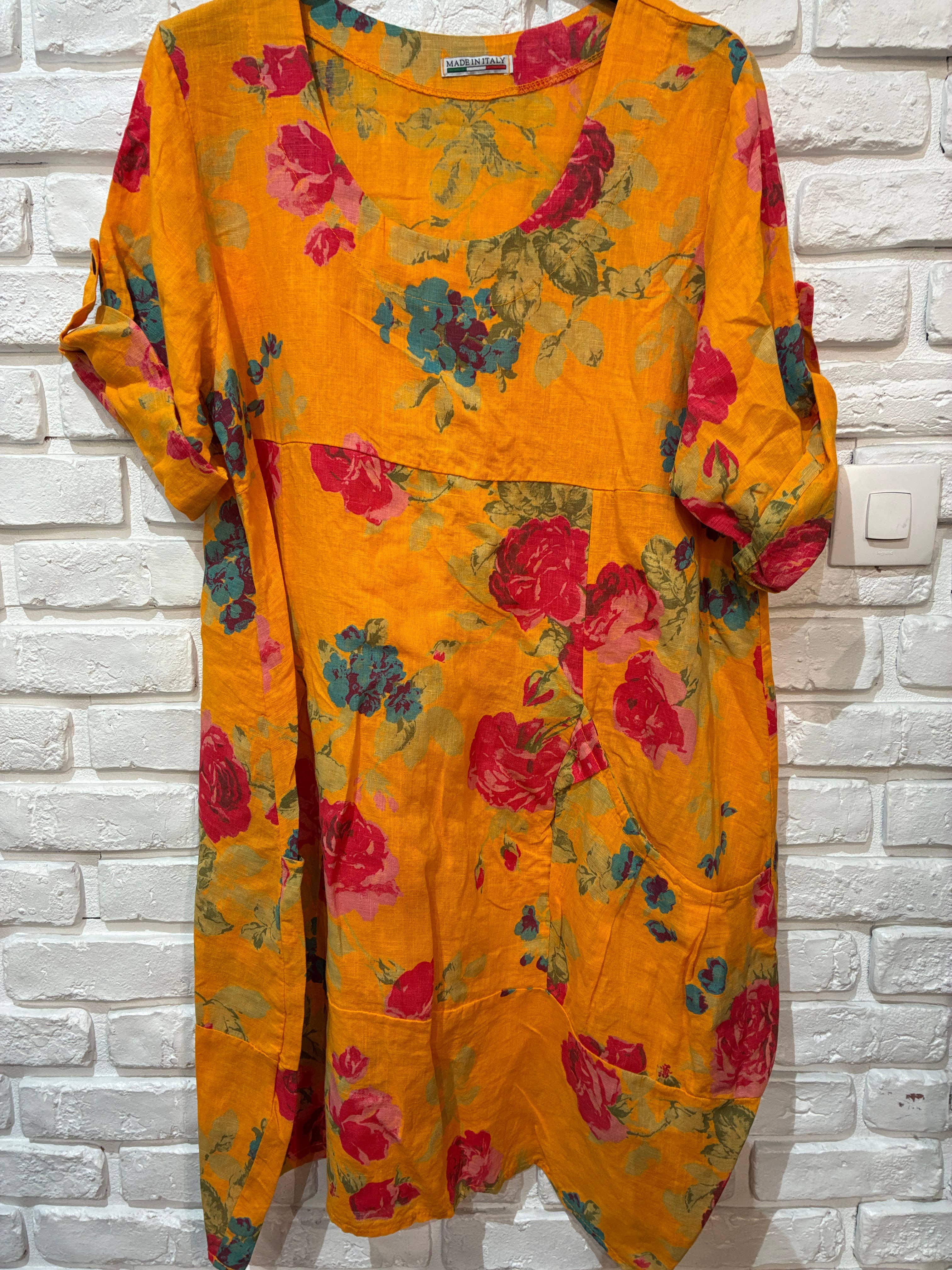 la maison des fibres naturelles – wholesale Klänning - Dam – Klänning i 100 % linne med blommönster 324018