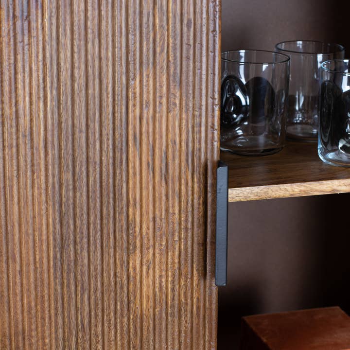Now's Home - Vente Armoire - BAHUT/BAR 2 PORTES EN MANGUIER PIEDS MÉTAL80X40X125 IQUITOS