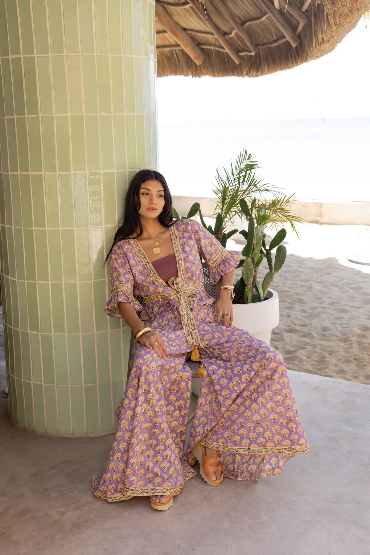 The Fox and The Mermaid - Wholesale Pants - Women's - Block Printed Palazzo Pants and Optional Top (Althea: Iris)3