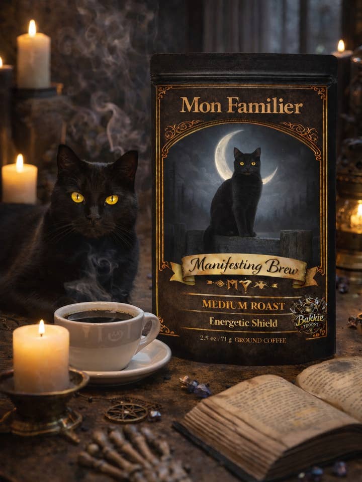 BLACK CAT 2.5oz ritual ground coffee magick magic for wholesale by The Clairity Room