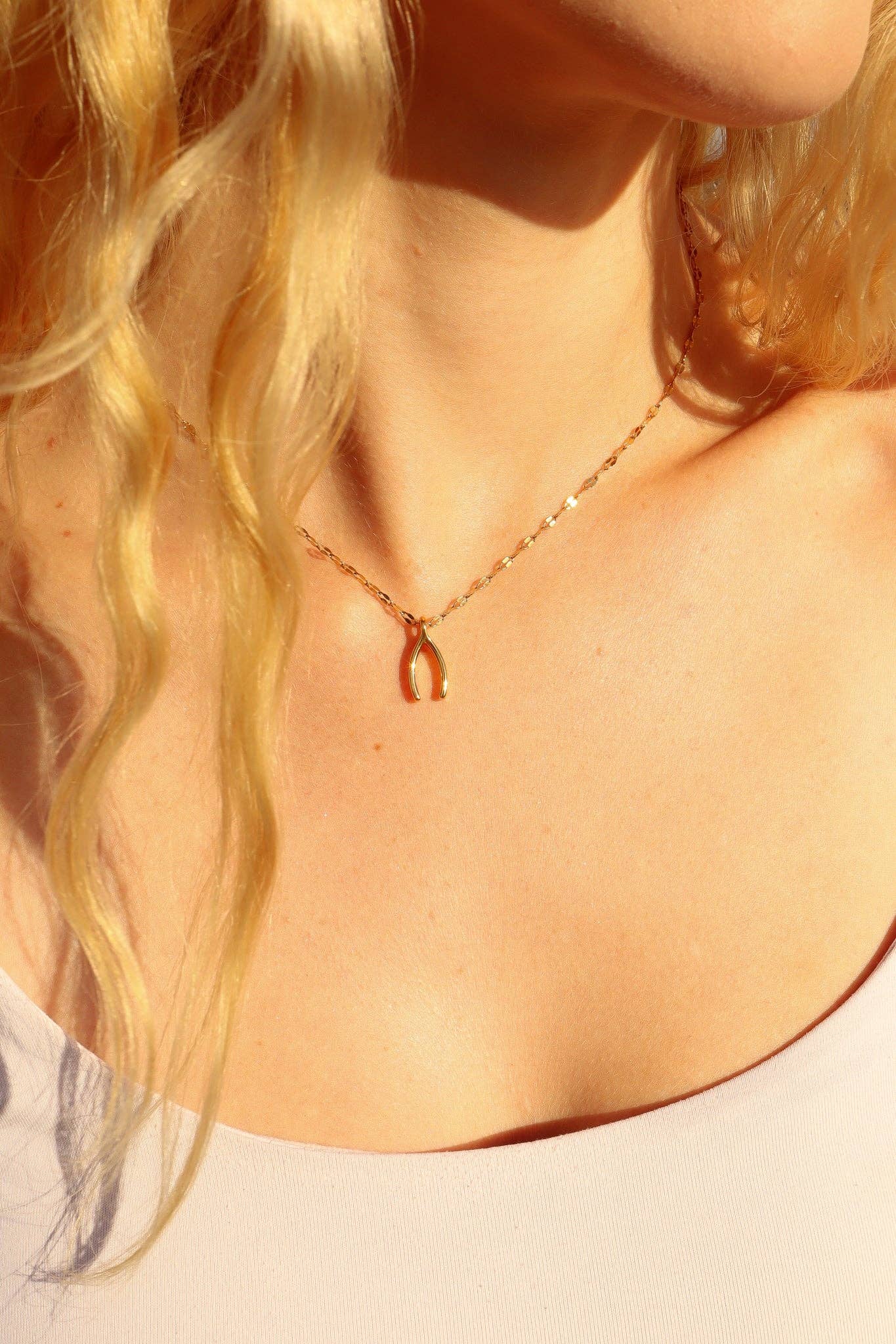 WJW – wholesale Individual charm/pendant – 18K Gold PVD Stainless Steel Wishbone Charm2