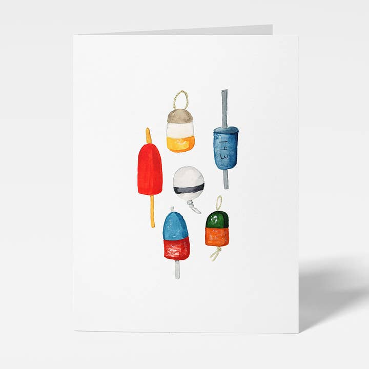 Finding Silver Pennies - Wholesale Stationery/Notecard Set - Buoys Mini Note Card | Coastal Enclosure Card0