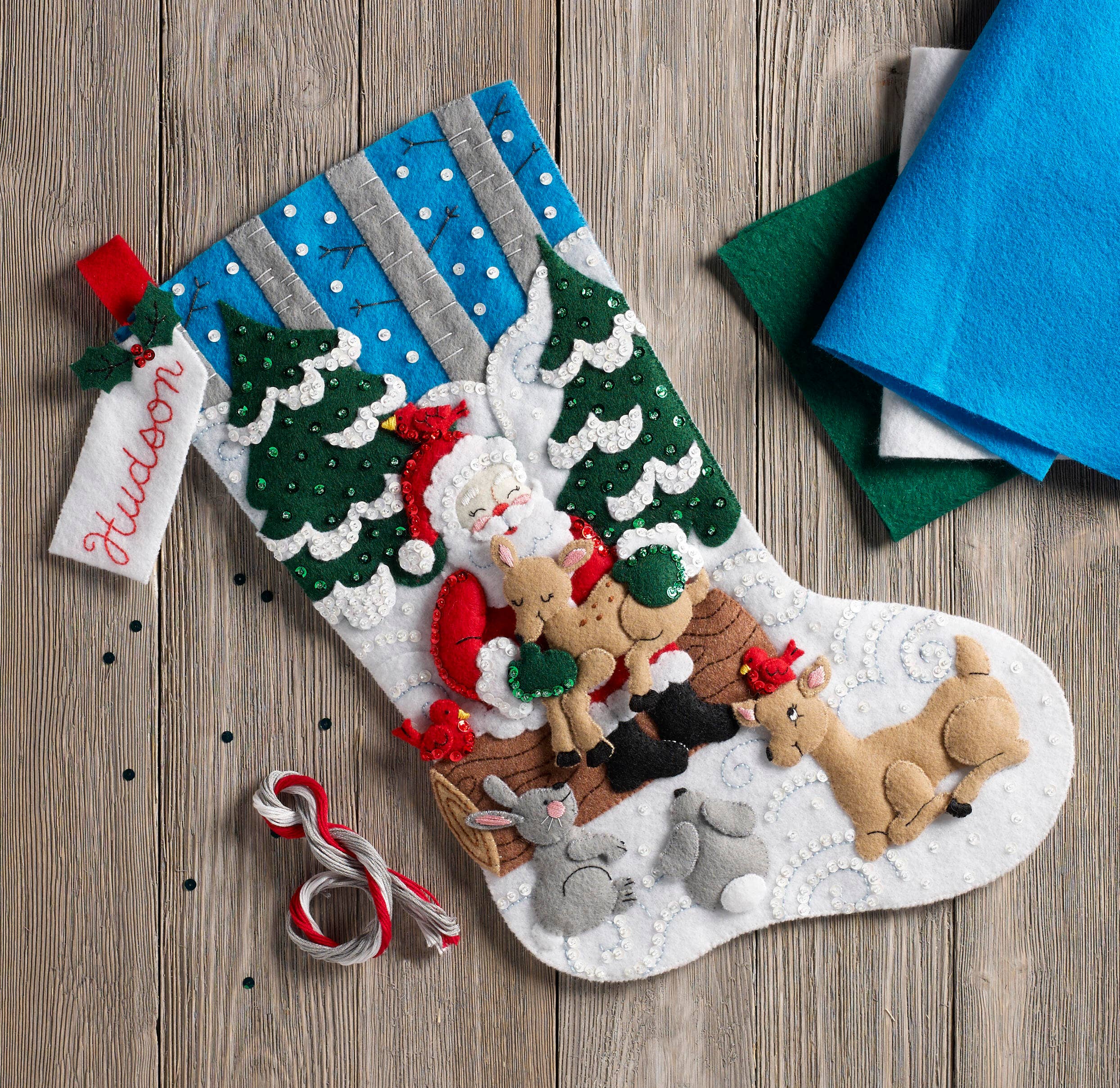 Plaid Crafts - Wholesale Craft Sewing Kit - Bucilla ® Seasonal Felt Stocking Kit Santa’s Forest Friends2