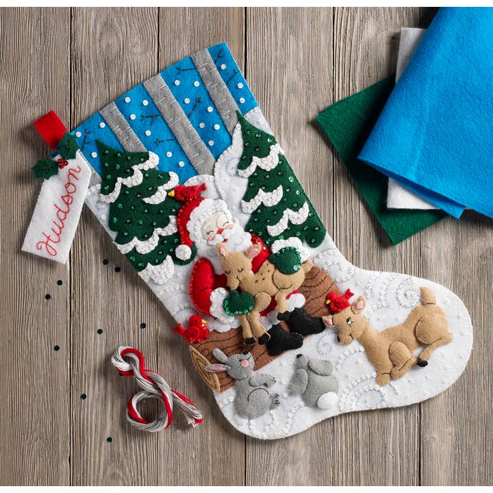 Plaid Crafts - Wholesale Craft Sewing Kit - Bucilla ® Seasonal Felt Stocking Kit Santa’s Forest Friends2