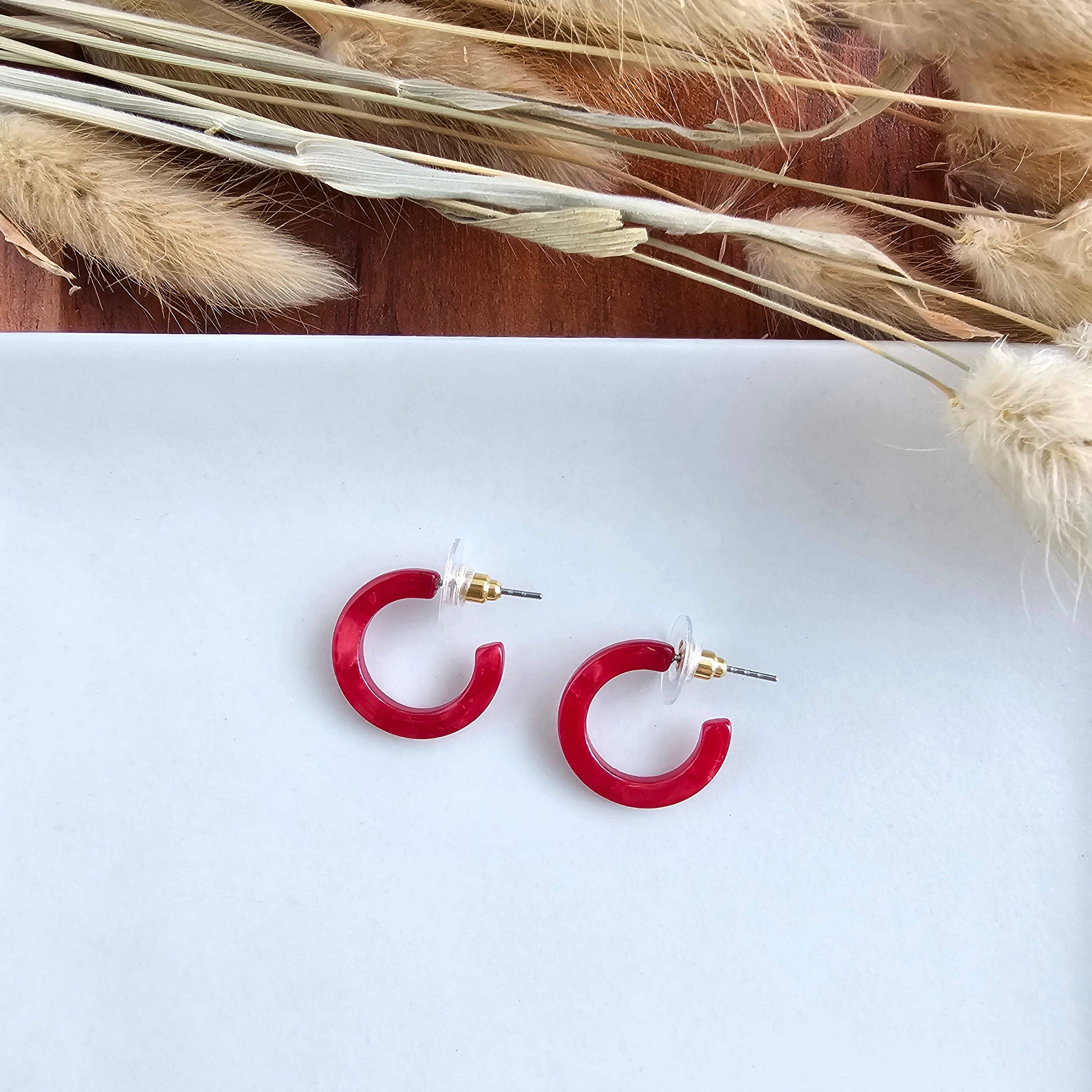 Spiffy & Splendid - Wholesale Hoop Earrings - Micro Cam Mini Hoops - Scarlet // Jewelry, Earrings, Fall1
