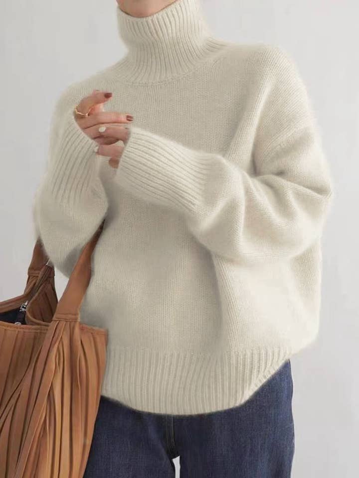 Rosa Clothing - Wholesale Knit Sweater - Women's - Soft Slouchy Turtleneck Knitted Sweater