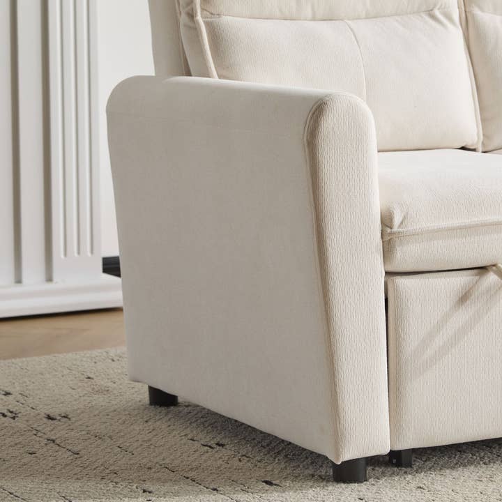 Urban Meuble - Wholesale Sofa - Light beige velvet 2-seater convertible sofa bed, 5-position backrest RIDGEGLEN18