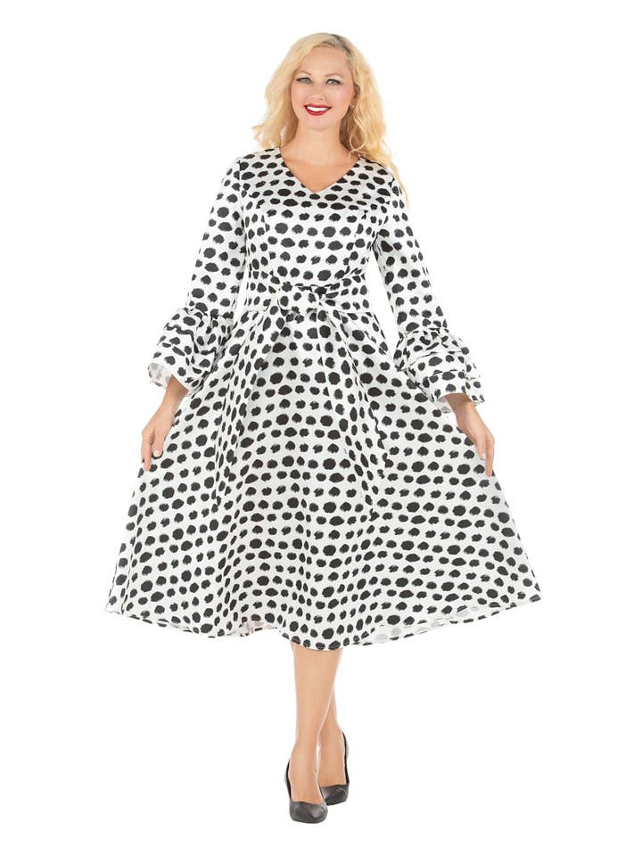 A-line Prt Dress in Silky Twill w/ Belt-Plus for wholesale by Giovanna