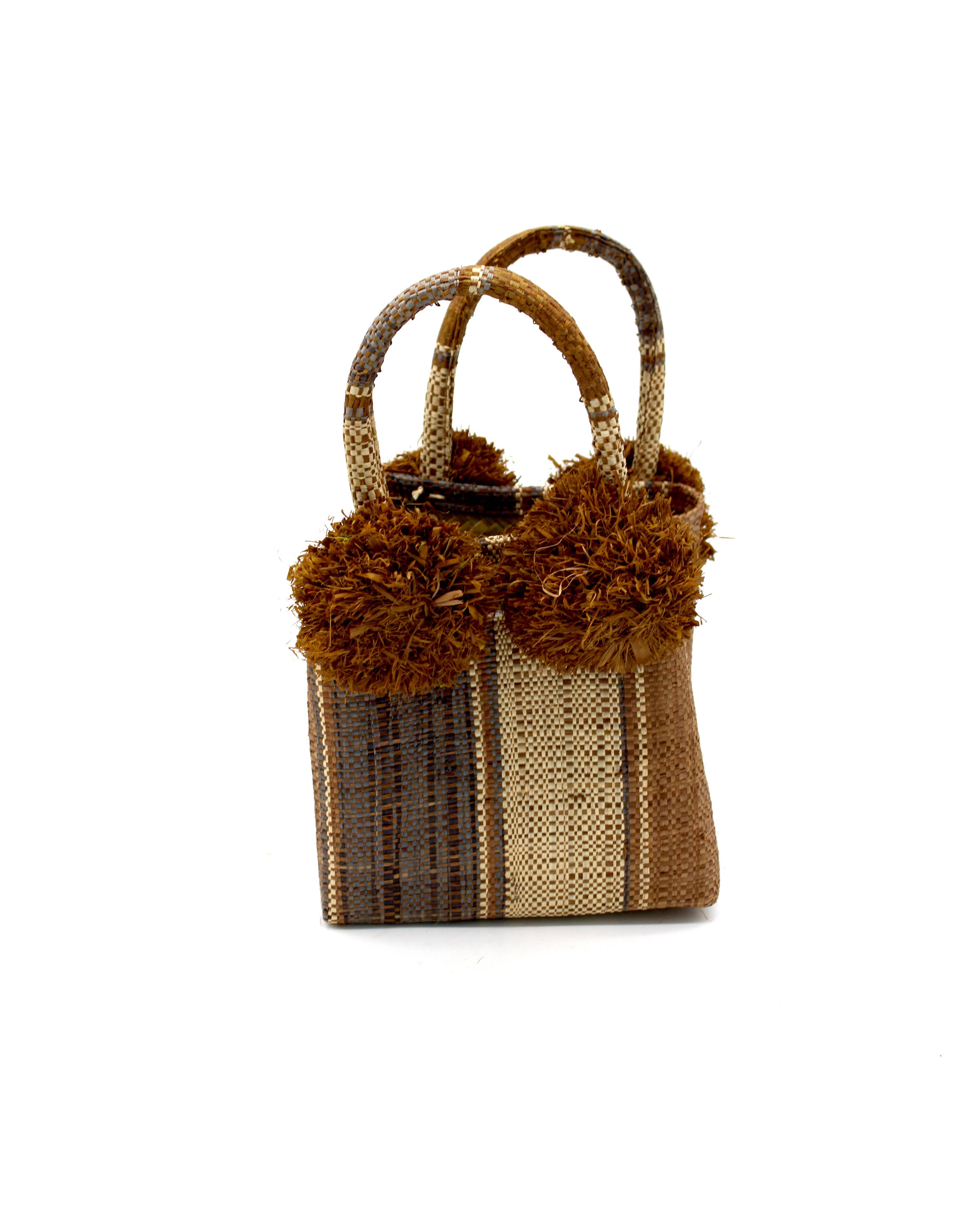 Shebobo - Venta al por mayor Bolso con asas - Mujer - Bolso mini de rafia Schooner con pompón2