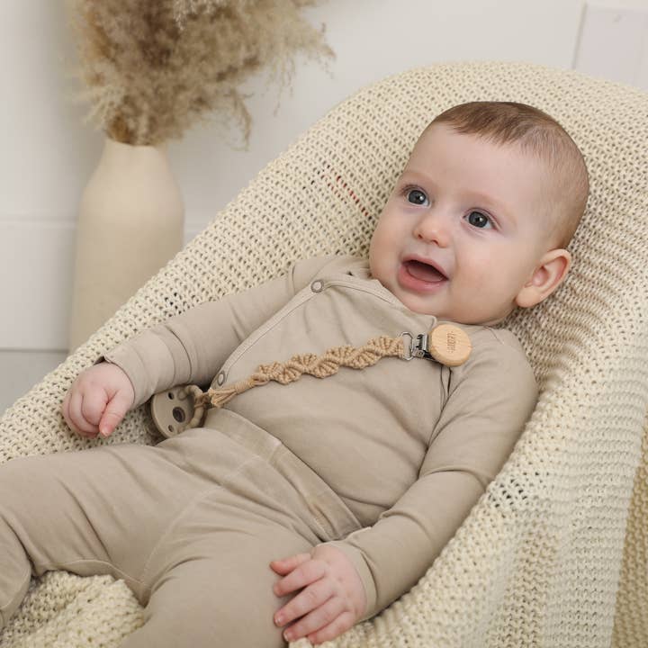 Adora Baby Gifts - Wholesale Pacifier Clip - Baby - Ivy Pacifier Clip - Saddle2