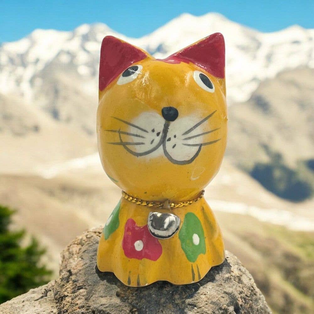 Earths Elements Wholesale - Vente Échantillon pour commerçant – décoration d'intérieur - Figurines de chat en bois, lot de 54