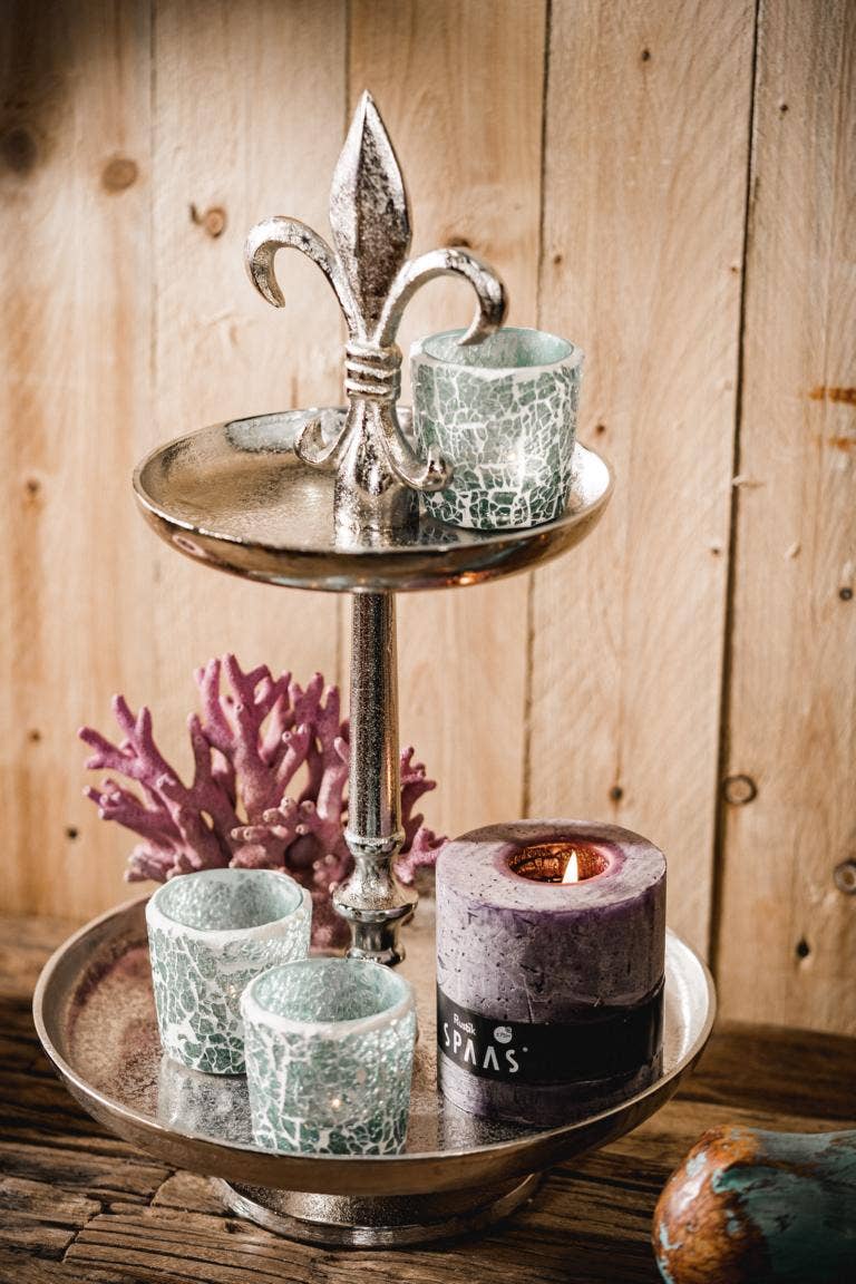 Michael & Philipp Noll e. K. - Wholesale Side Table - Lily cake stand two-tiered silver metal 50 cm7