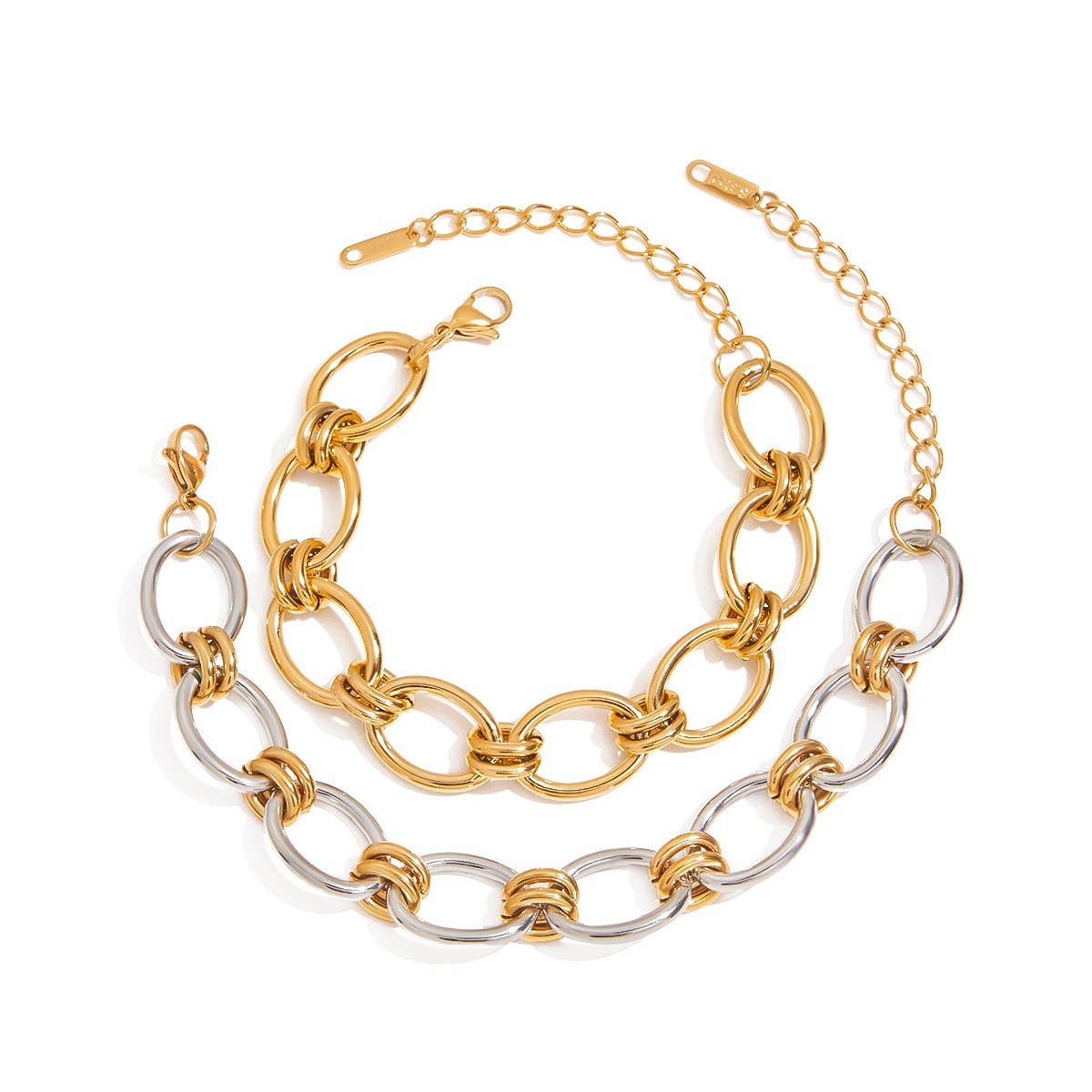 ACCITY - Wholesale Link & Chain Bracelet - 18K Gold & Silver Chunky Chain Bracelet Steel_CWAJE46515