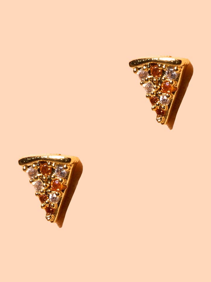 Shimmer Pizza Studs - 18K Gold Plated for wholesale by Peter and June