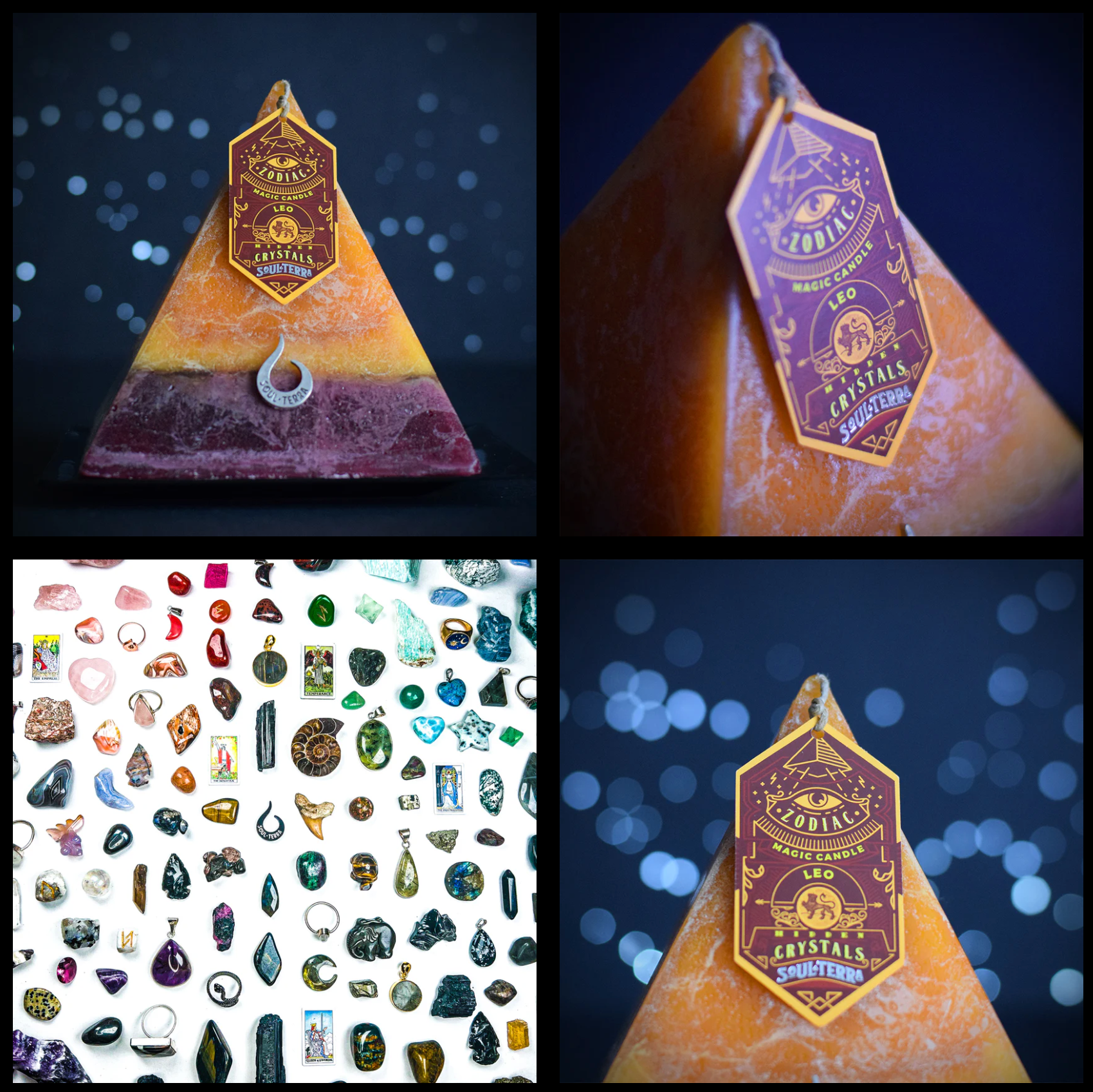 Soul-Terra - Venta al por mayor Velas de diseño llamativo - Set completo de 12 velas zodiacales con cristales ocultos - Soul-Terra9