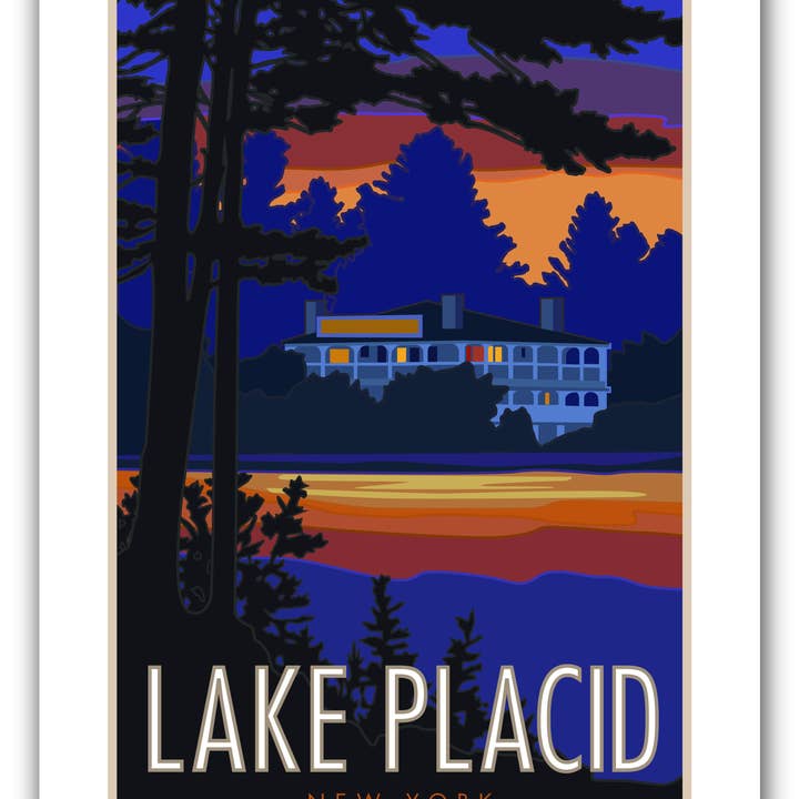 Lake Placid Mirror Lake - Poster für den Großhandel von Travel Posters by M&W Design Co.