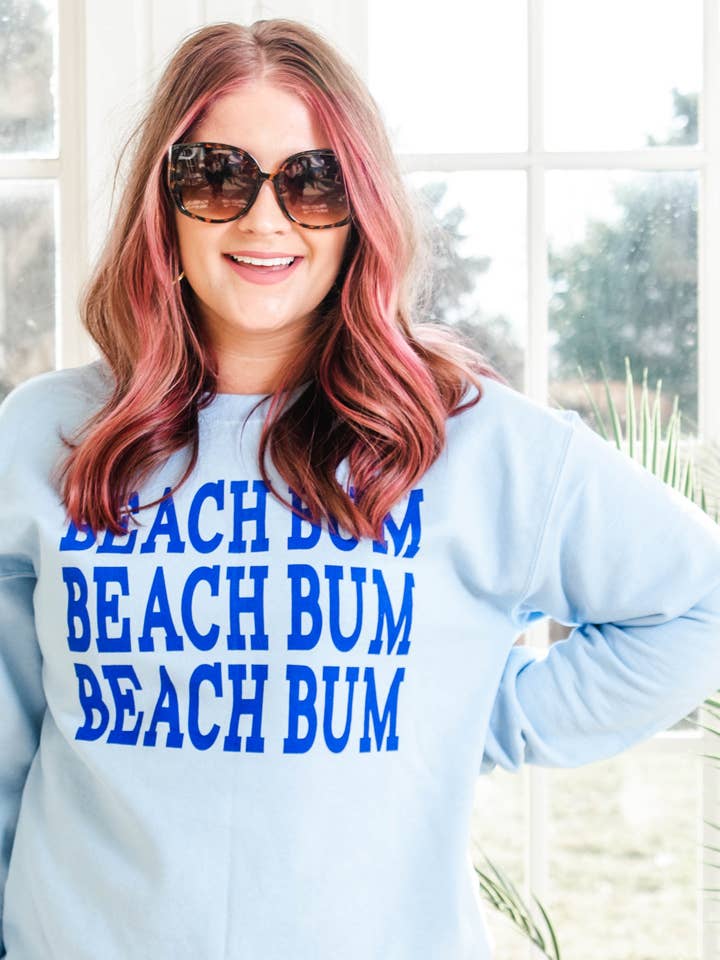 Triple Beach Bum Crew Sweatshirt - Carolina Blue for wholesale by BAD HABIT WHOLESALE
