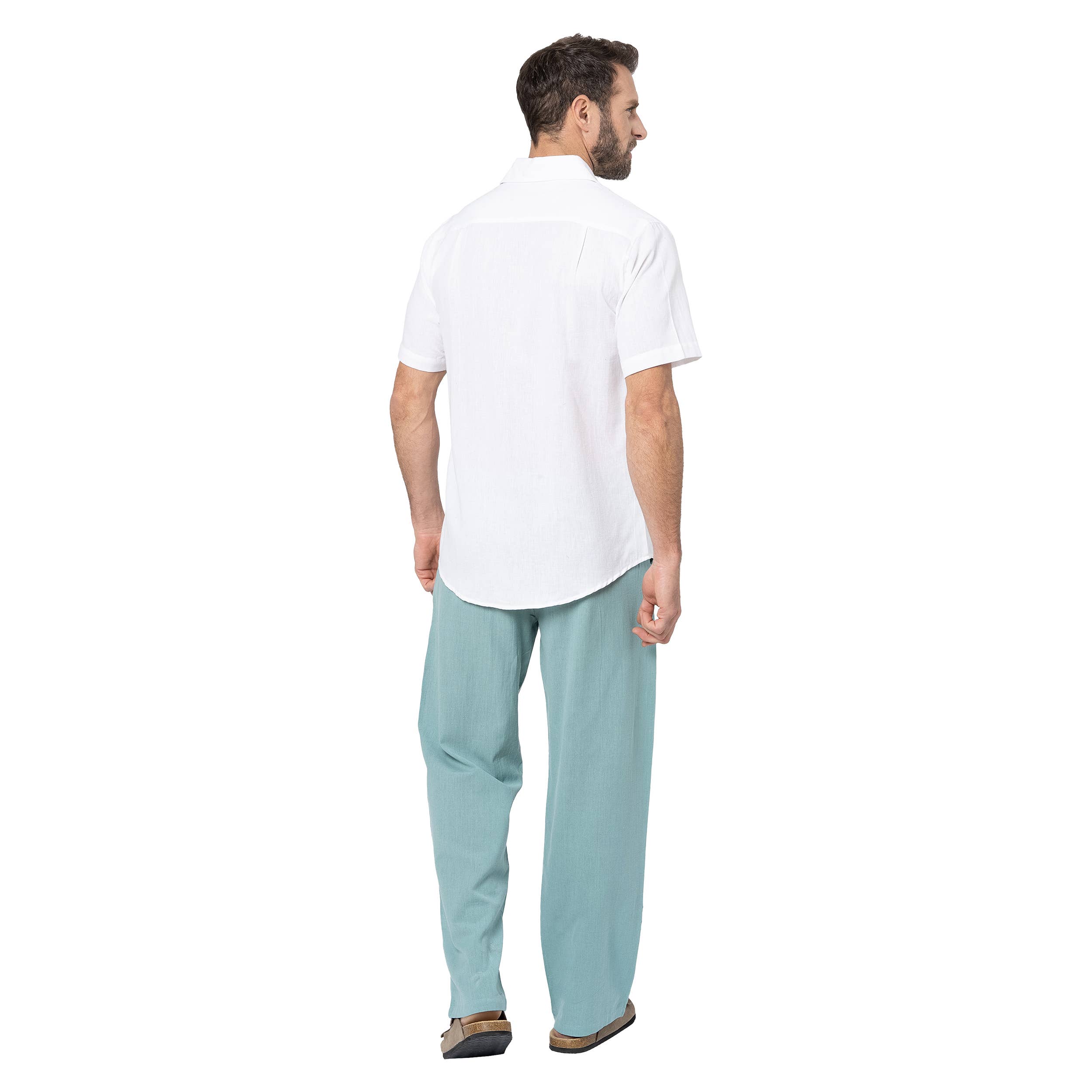 La Mano Boho - Vente Chemise à col boutonné – homme - CHEMISE LIN ÉTÉ HOMME MANCHES COURTES HCL0100B2