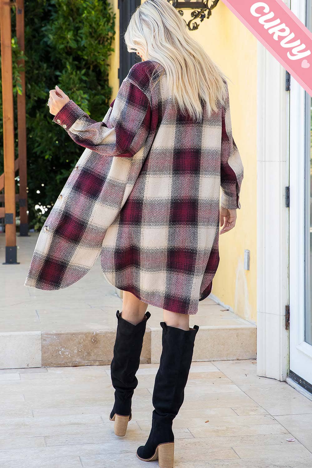 Sweet Lovely by Jen - Wholesale Shirt Jacket/Shacket - Women's - PLUS SIZE SHACKET /PLAID COAT35