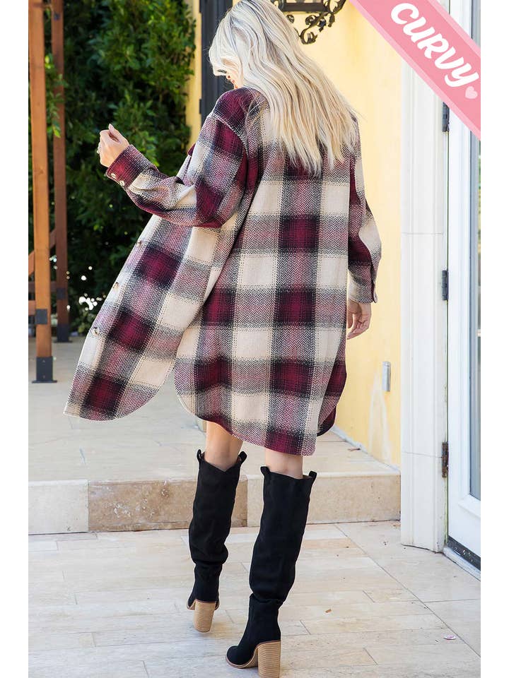 Sweet Lovely by Jen - Wholesale Shirt Jacket/Shacket - Women's - PLUS SIZE SHACKET /PLAID COAT35
