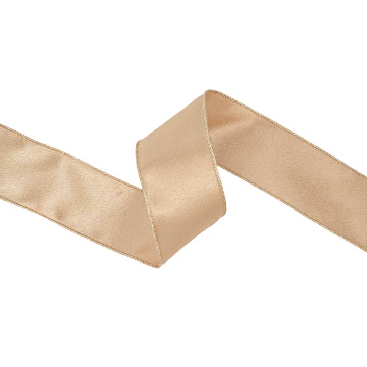 LA Ribbons Wholesale - Wholesale Ribbon - Gift Wrapping - Wired Shimmer Satin Ribbon Gold 10 Yard Roll4