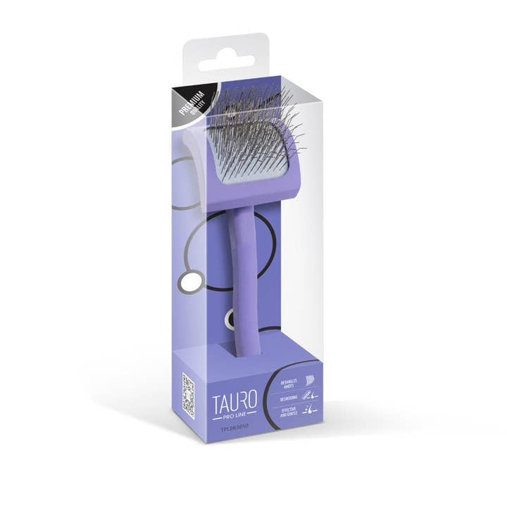 Tauro Pro Line wooden brush, curved, rectangular, pins 0.98, purple for wholesale by TAURO