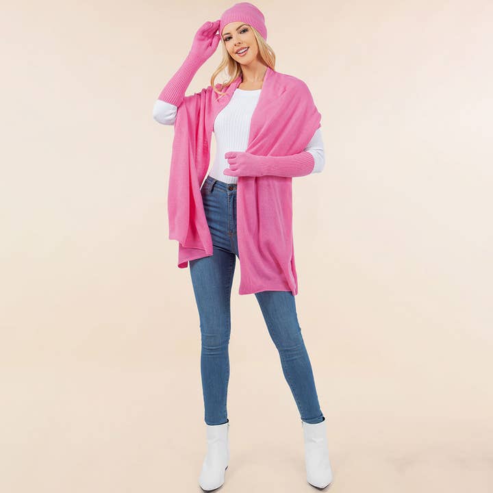 Sensibling Corp. – Conjunto de acessórios de inverno – Mulher por atacado – Conjunto de 3 Peças - Gorro, Cachecol e Luvas de Inverno Sólidos61