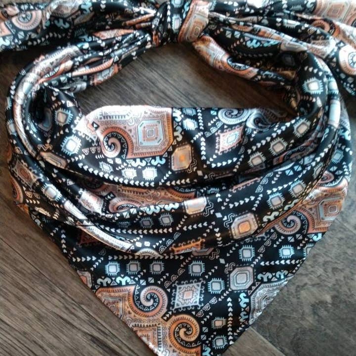 Double B Wild Rags - Wholesale Scarf – Women's - Wild Rag AZTEC 912 Black and Peach Mayan Tribal Print Western Cowboy Neck Scarf Bandana by Double B Wild Rags0