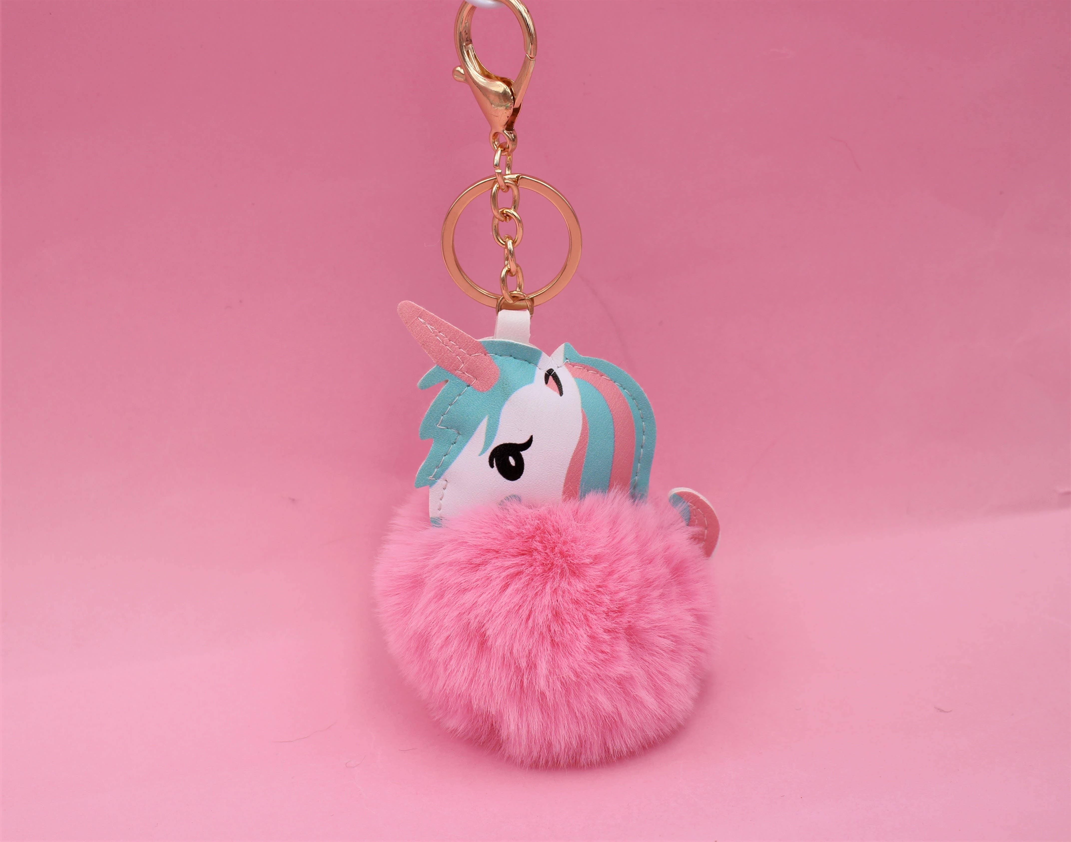 Real Sic - Wholesale Keychain - Unisex - Cute Animal Faux Fur Fluffy Fuzzy Pom Pom Keychain - Unicorn4
